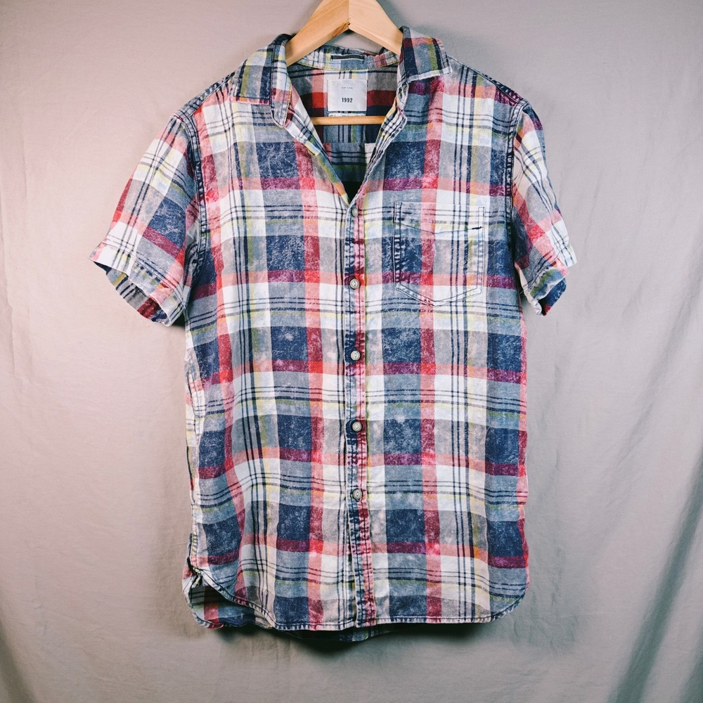 Zip code 1992 Plaid Short Sleeve Button Up Shirt‎ Women's Size S